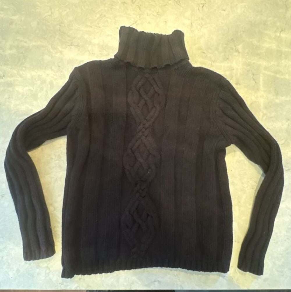 Paraphrase Black Turtleneck Cable Knit Sweater